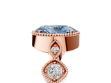 Rose gold Fancy Blue Oval  Cut Diamond Milgrain Marquise Band with Prong Setting_8