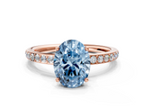 Rose gold Fancy Blue Oval  Cut Diamond Pavé Band Ring with Four-Prong Setting_41