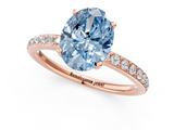 Rose gold Fancy Blue Oval  Cut Diamond Pavé Band Ring with Four-Prong Setting_42