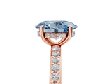 Rose gold Fancy Blue Oval  Cut Diamond Pavé Band Ring with Four-Prong Setting_46