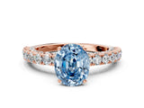 Rose gold Fancy Blue Oval Cut Diamond Pavé Band Solitaire Ring with Prong Setting_64