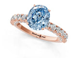 Rose gold Fancy Blue Oval Cut Diamond Pavé Band Solitaire Ring with Prong Setting_65