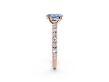 Rose gold Fancy Blue Oval Cut Diamond Pavé Band Solitaire Ring with Prong Setting_66