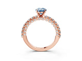Rose gold Fancy Blue Oval Cut Diamond Pavé Band Solitaire Ring with Prong Setting_67