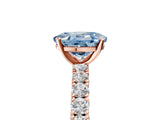 Rose gold Fancy Blue Oval Cut Diamond Pavé Band Solitaire Ring with Prong Setting_69