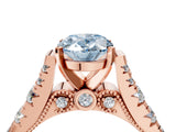 Rose gold Fancy Blue Oval  Cut Diamond Pavé Band Solitaire with Four-Prong Setting_19