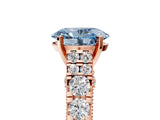 Rose gold Fancy Blue Oval  Cut Diamond Pavé Band Solitaire with Four-Prong Setting_20