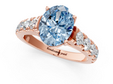 Rose gold Fancy Blue Oval  Cut Diamond Pavé Band Solitaire with Four-Prong Setting_4