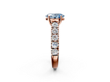 Rose gold Fancy Blue Oval  Cut Diamond Pavé Band Solitaire with Four-Prong Setting_5