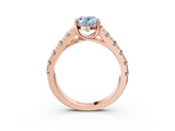 Rose gold Fancy Blue Oval  Cut Diamond Pavé Band Solitaire with Four-Prong Setting_6