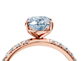 Rose gold Fancy Blue Oval  Cut Diamond Pavé Band Solitaire with Four-Prong Setting_7