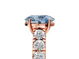 Rose gold Fancy Blue Oval  Cut Diamond Pavé Band Solitaire with Four-Prong Setting_8
