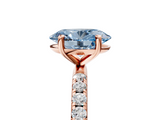 Rose gold Fancy Blue Oval  Cut Diamond Pavé Band Solitaire with Four-Prong Setting_8