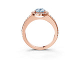 Rose gold Fancy Blue Oval Cut Diamond Pavé Halo Ring with Four-Prong Setting_39