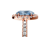 Rose gold Fancy Blue Oval Cut Diamond Pavé Halo Ring with Four-Prong Setting_41