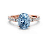 Rose gold Fancy Blue Oval Cut Diamond Pavé Solitaire Engagement Ring with Four-Prong Setting_91