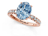 Rose gold Fancy Blue Oval Cut Diamond Pavé Solitaire Ring with Round Band and Prong Setting_13