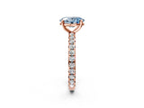 Rose gold Fancy Blue Oval Cut Diamond Pavé Solitaire Ring with Round Band and Prong Setting_14