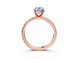 Rose gold Fancy Blue Oval Cut Diamond Pavé Solitaire Ring with Round Band and Prong Setting_15