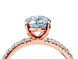 Rose gold Fancy Blue Oval Cut Diamond Pavé Solitaire Ring with Round Band and Prong Setting_16