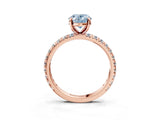 Rose gold Fancy Blue Oval Cut Diamond Pavé Solitaire Ring with Round Band and Prong Setting_27
