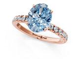 Rose gold Fancy Blue Oval Cut Diamond Pave Band Solitaire Ring with Four-Prong Setting_59