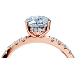 Rose gold Fancy Blue Oval Cut Diamond Pave Band Solitaire Ring with Four-Prong Setting_62