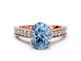 Rose gold Fancy Blue Oval  Cut Diamond Pave Band with Four-Prong Setting_36