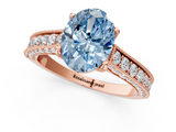 Rose gold Fancy Blue Oval  Cut Diamond Pave Band with Four-Prong Setting_37