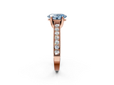 Rose gold Fancy Blue Oval  Cut Diamond Pave Band with Four-Prong Setting_38