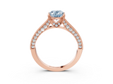Rose gold Fancy Blue Oval  Cut Diamond Pave Band with Four-Prong Setting_39