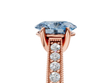 Rose gold Fancy Blue Oval  Cut Diamond Pave Band with Four-Prong Setting_41