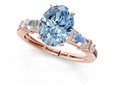 Rose gold Fancy Blue Oval  Cut Diamond Ring with Baguette Side Stones, Channel Set Band, and Four-Prong Setting_25