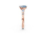 Rose gold Fancy Blue Oval  Cut Diamond Ring with Baguette Side Stones, Channel Set Band, and Four-Prong Setting_26