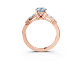 Rose gold Fancy Blue Oval  Cut Diamond Ring with Baguette Side Stones, Channel Set Band, and Four-Prong Setting_27