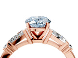 Rose gold Fancy Blue Oval  Cut Diamond Ring with Baguette Side Stones, Channel Set Band, and Four-Prong Setting_28