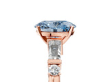 Rose gold Fancy Blue Oval  Cut Diamond Ring with Baguette Side Stones, Channel Set Band, and Four-Prong Setting_29