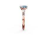 Rose gold Fancy Blue Oval  Cut Diamond Ring with Baguette Side Stones, Channel Set Band, and Four-Prong Setting_5
