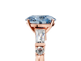 Rose gold Fancy Blue Oval  Cut Diamond Ring with Baguette Side Stones, Channel Set Band, and Four-Prong Setting_8