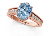 Rose gold Fancy Blue Oval Cut Diamond Ring with Milgrain Pavé Band and Four-Prong Setting_21