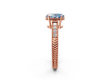 Rose gold Fancy Blue Oval Cut Diamond Ring with Milgrain Pavé Band and Four-Prong Setting_22