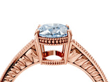 Rose gold Fancy Blue Oval Cut Diamond Ring with Milgrain Pavé Band and Four-Prong Setting_24