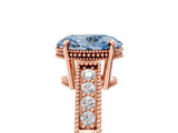 Rose gold Fancy Blue Oval Cut Diamond Ring with Milgrain Pavé Band and Four-Prong Setting_25