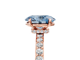 Rose gold Fancy Blue Oval  Cut Diamond Ring with Pavé Band and Four-Prong Setting_55
