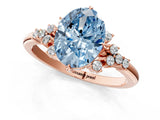 Rose gold Fancy Blue Oval Cut Diamond Ring with Side Stones and Four-Prong Setting_148