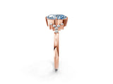 Rose gold Fancy Blue Oval Cut Diamond Ring with Side Stones and Four-Prong Setting_149