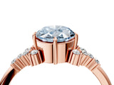 Rose gold Fancy Blue Oval Cut Diamond Ring with Side Stones and Four-Prong Setting_151