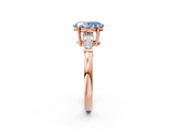 Rose gold Fancy Blue Oval  Cut Diamond Ring with Tapered Baguette Side Stones in Four-Prong Setting_5