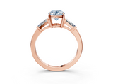 Rose gold Fancy Blue Oval  Cut Diamond Ring with Tapered Baguette Side Stones in Four-Prong Setting_6