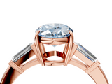 Rose gold Fancy Blue Oval  Cut Diamond Ring with Tapered Baguette Side Stones in Four-Prong Setting_7